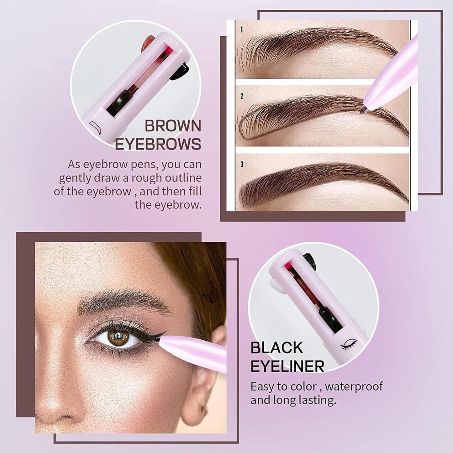 4 in 1 Make Up Pen, Multifunctional Eyebrows Eyeliner Lip