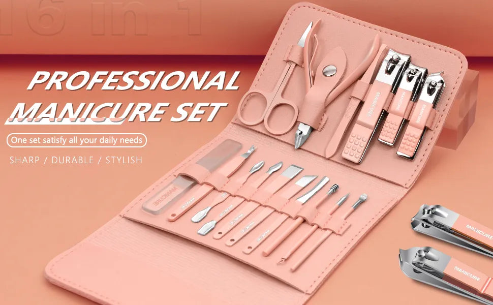 16 PCS Professional Manicure & Pedicure Set