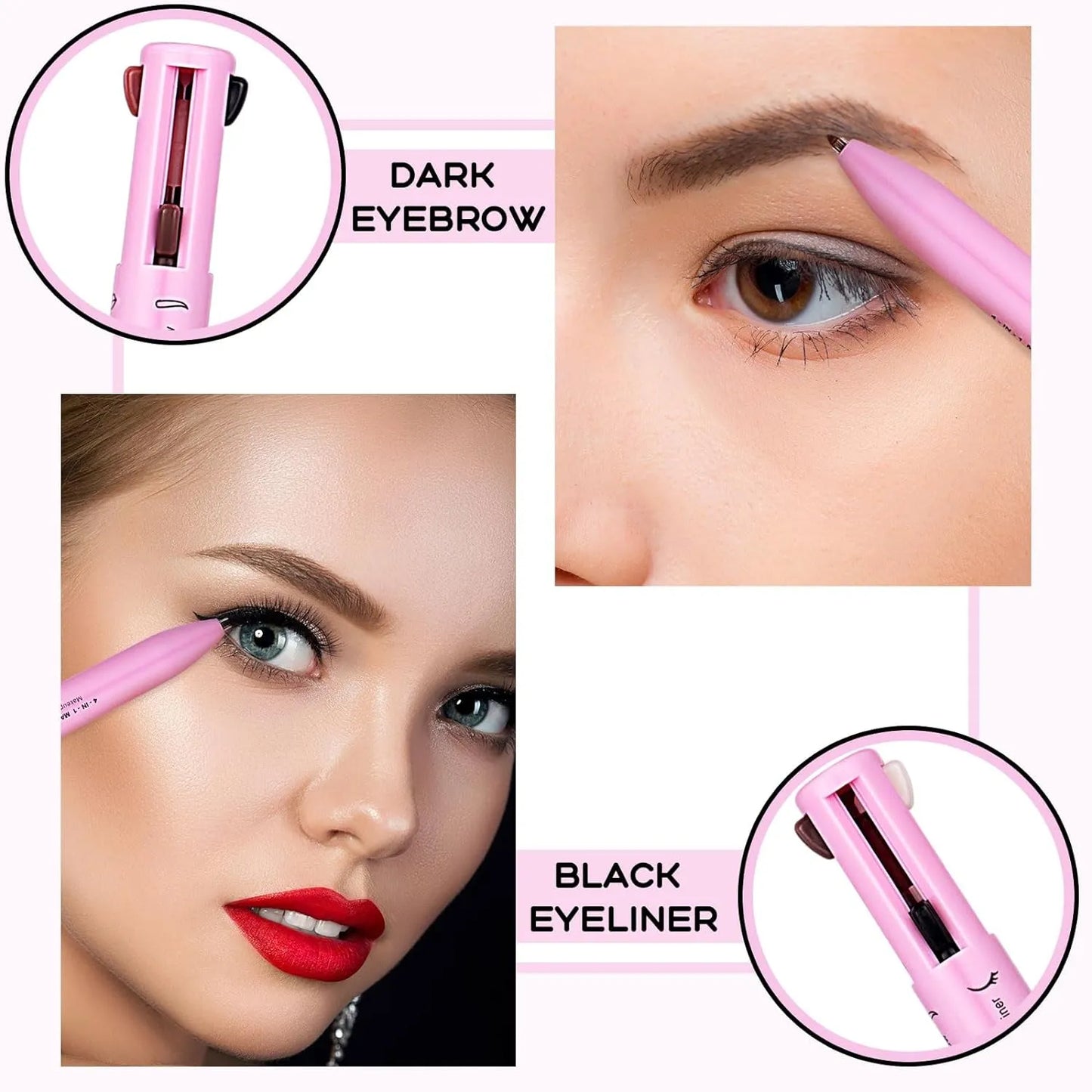 4 in 1 Make Up Pen, Multifunctional Eyebrows Eyeliner Lip