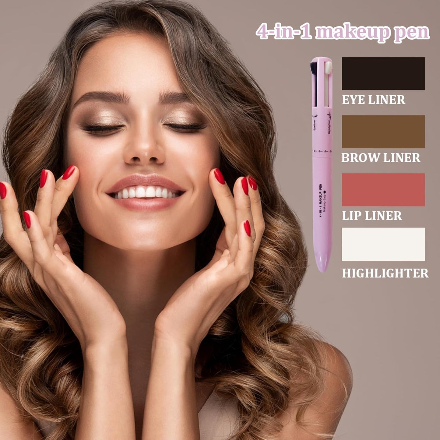 4 in 1 Make Up Pen, Multifunctional Eyebrows Eyeliner Lip