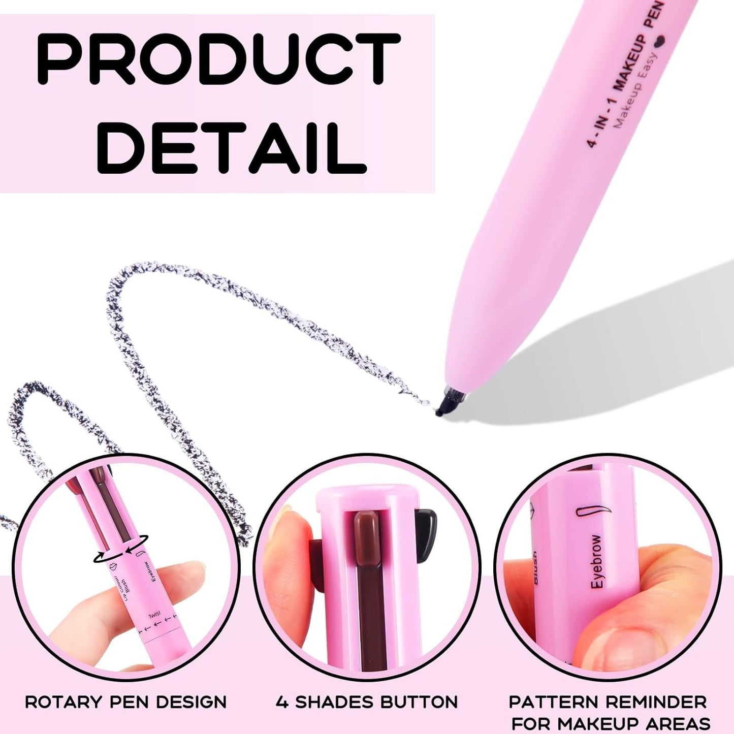 4 in 1 Make Up Pen, Multifunctional Eyebrows Eyeliner Lip